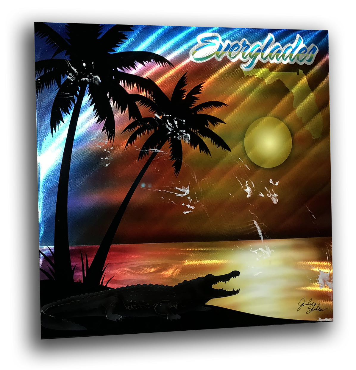 Florida Everglades Sunset Scene Portrait Aluminum Plate
