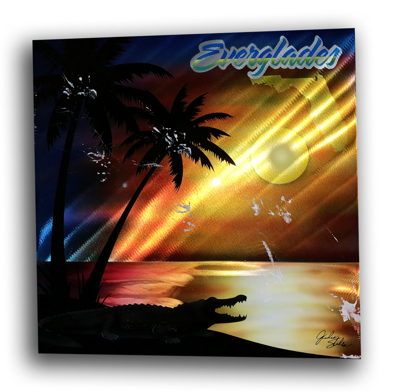 Florida Everglades Sunset Scene Portrait Aluminum Plate