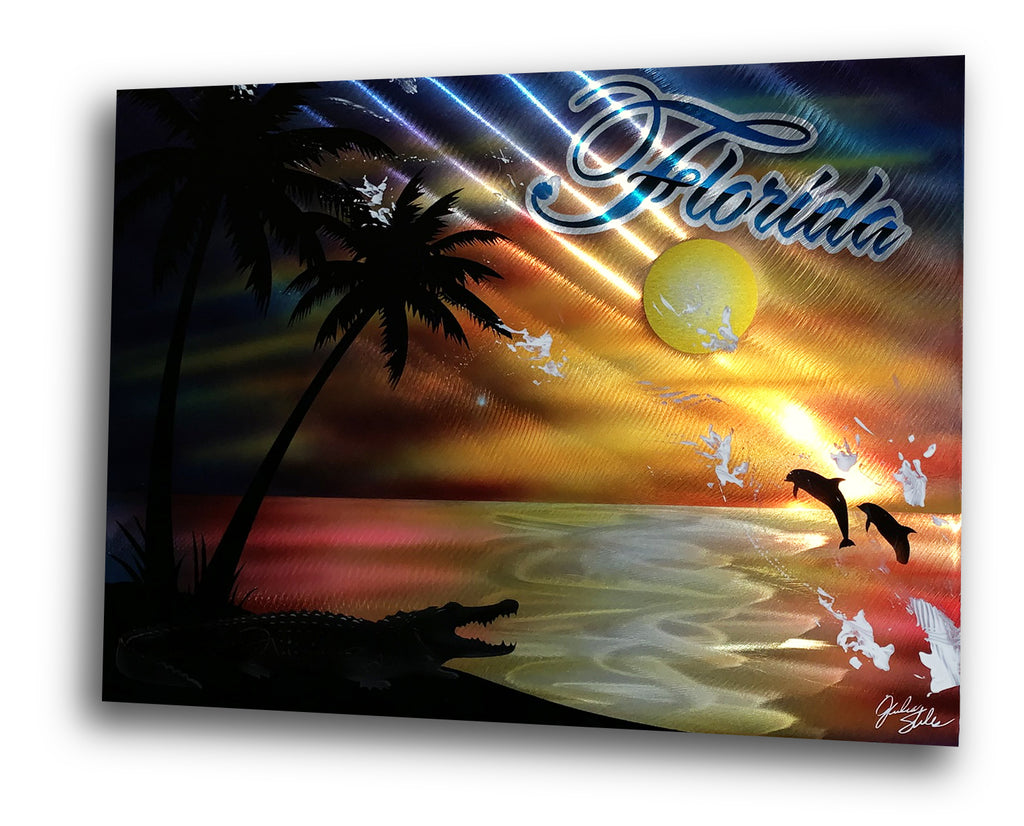 Florida Sunset Scene Portrait Aluminum Plate