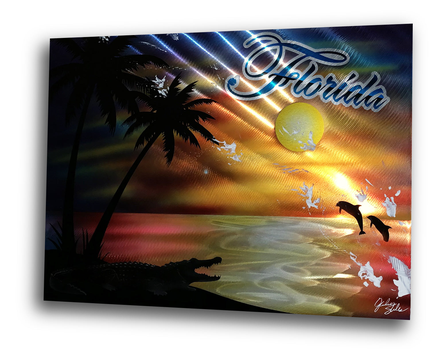 Florida Sunset Scene Portrait Aluminum Plate