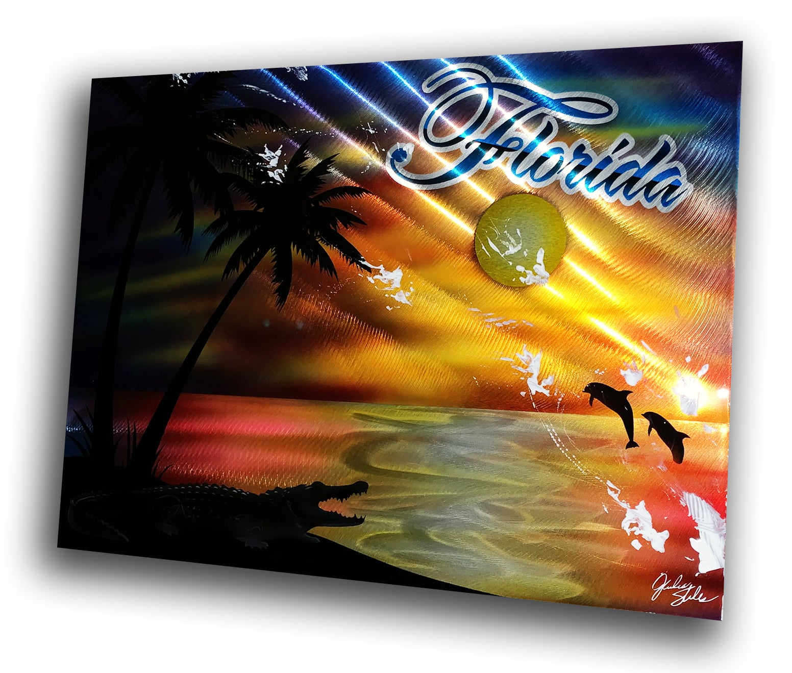 Florida Sunset Scene Portrait Aluminum Plate