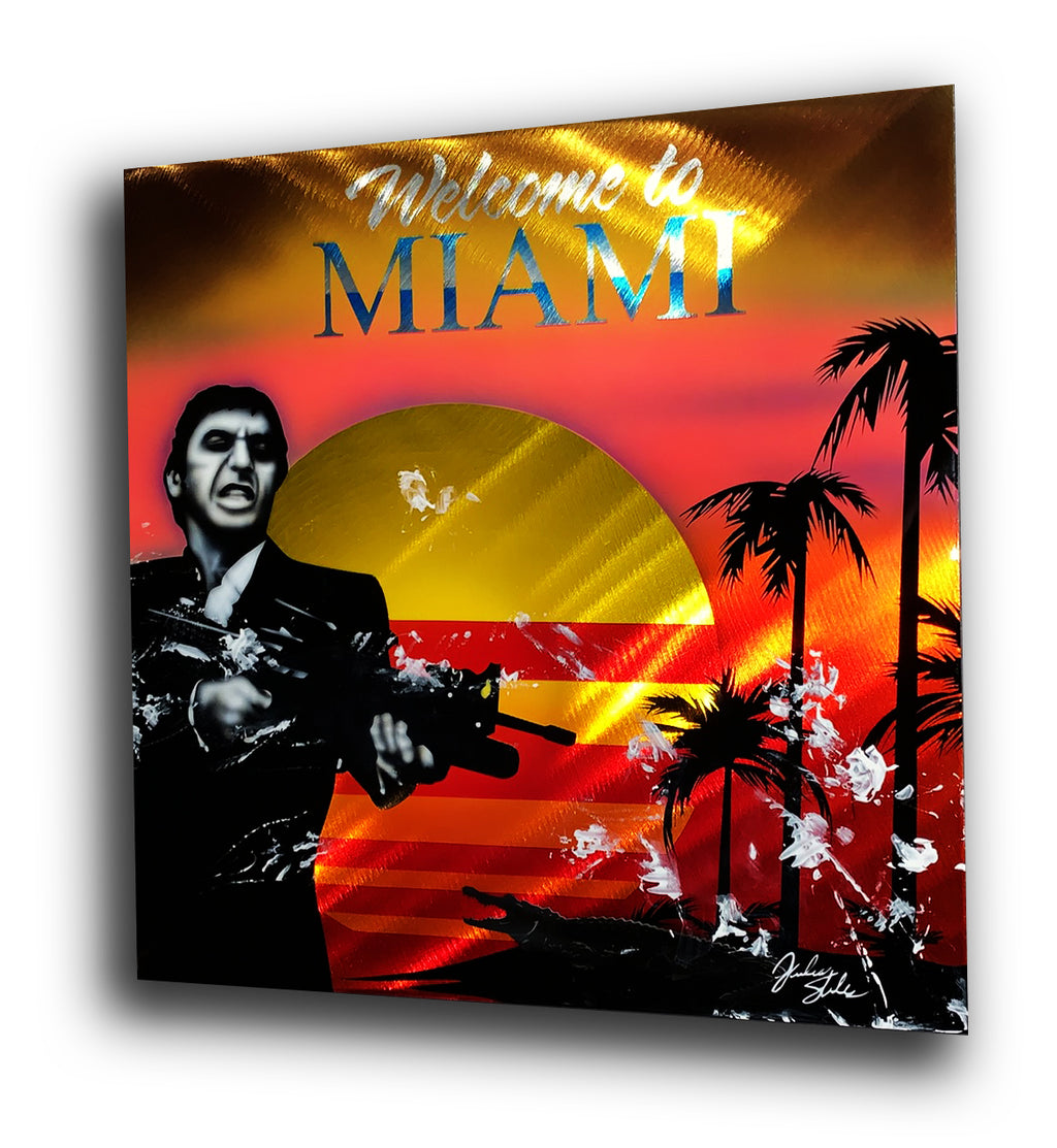 SCARFACE movie Welcome to Miami Portrait Aluminum Plate