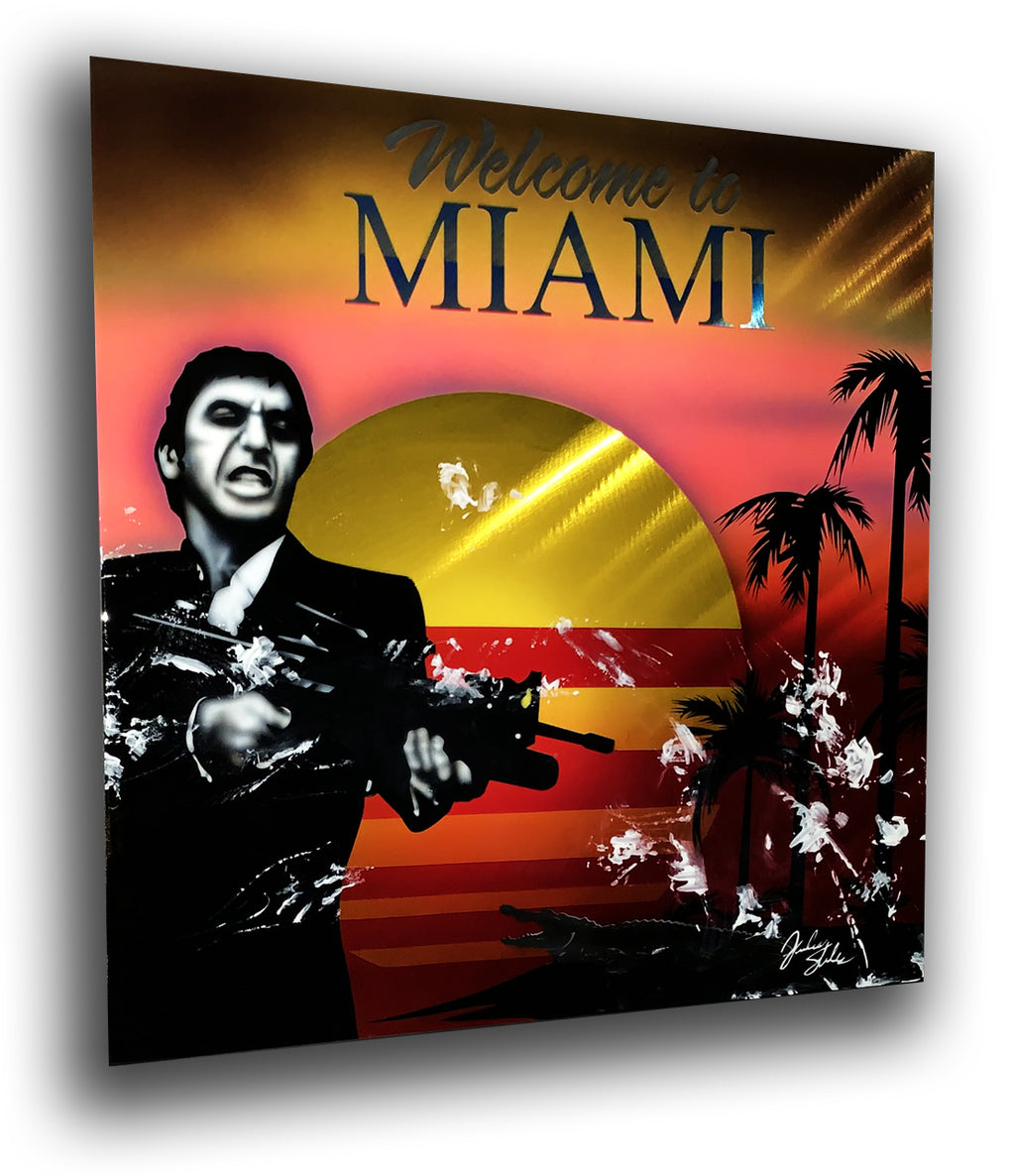 SCARFACE movie Welcome to Miami Portrait Aluminum Plate